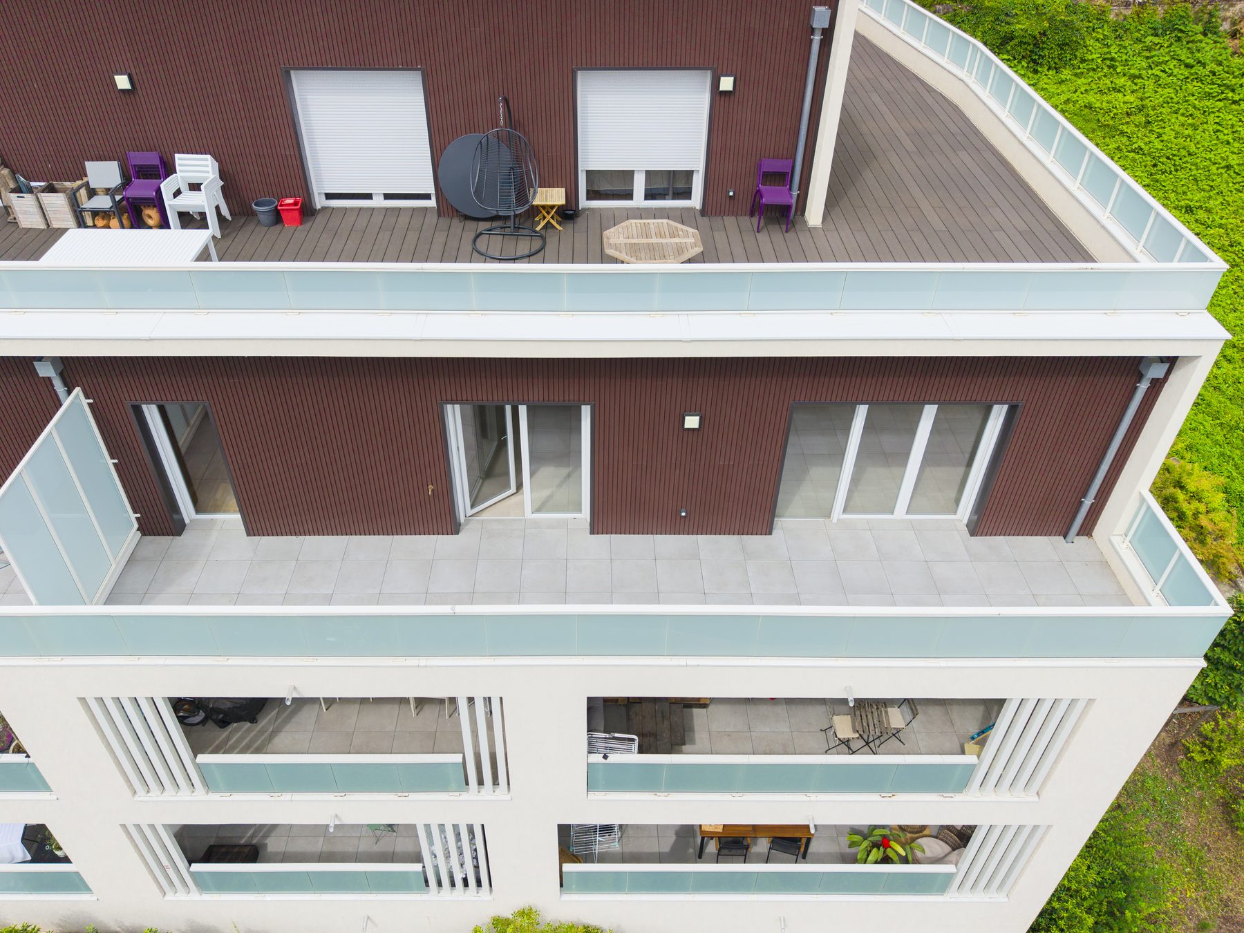 Terrasses vues du ciel, drone — Diagonale — Champagne, non meublé, Tom Devreeze, photographe immobilier Lyon